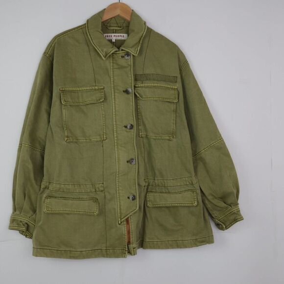 NWOT Free People Seize The Day Military Jacket‎  Olive Green, M - Picture 5 of 15